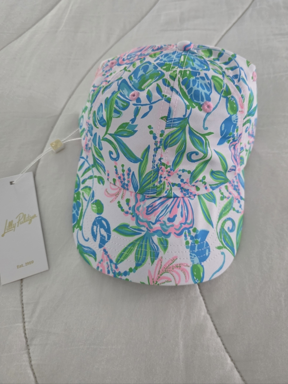 Lilly Pulitzer Floral Print Cap in Pink, Blue & Green- Run Around Cap NWT